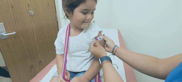Vaccinazione in un bambino