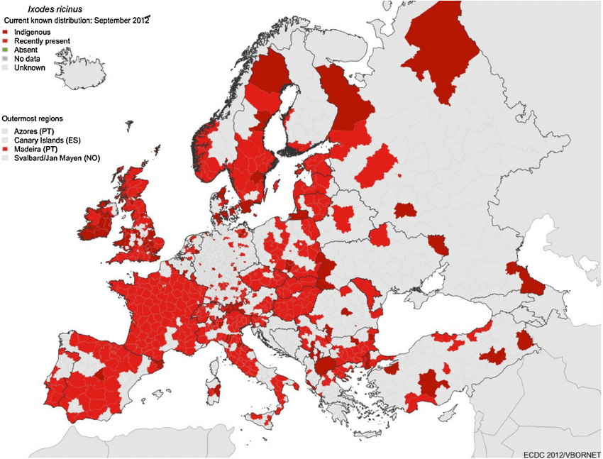 ixodes ricinus in Europa